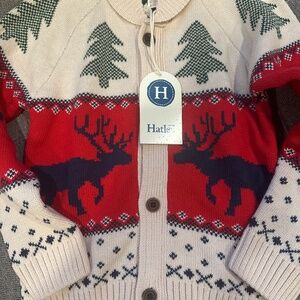 Kids size 8 Hatley elk holiday Christmas cardigan